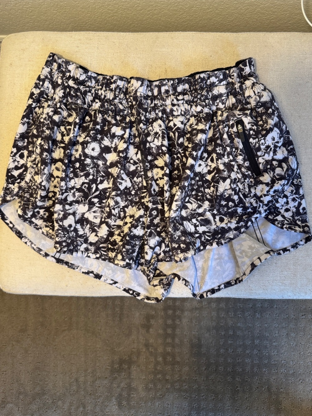 lululemon athletica Black & White Floral Run Shorts
